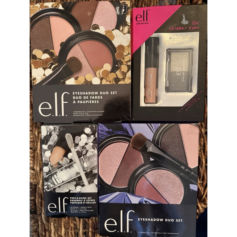 e.l.f. Lot Duo Eyeshadow powder Sets Lip Exfoliator and Glitter Eyeshadow NIB
